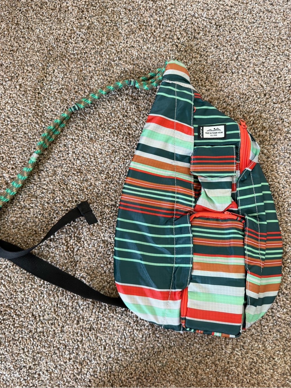 KAVU Rope Pack Green Printed Sling Bag